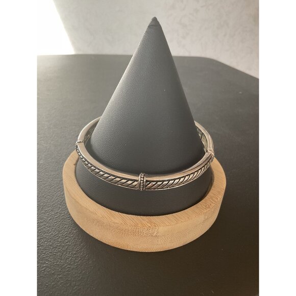 Silver Twisted Rope Design Bangle Bracelet - Picture 3 of 3